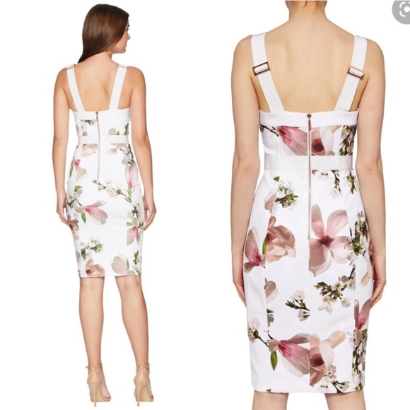 Ted Baker | Floral fitted white dress | Size 1 - Picture 3 of 11